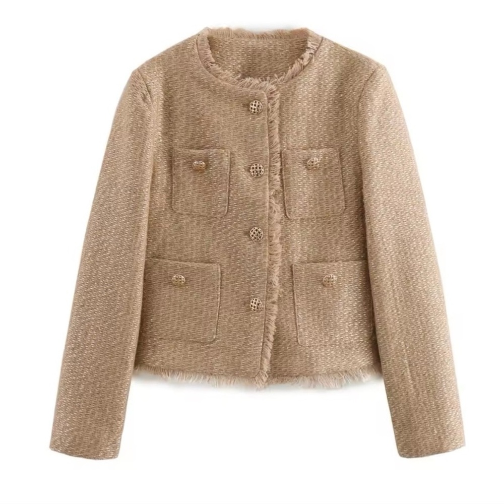 Women's Tweed Jacket with Gold Buttons